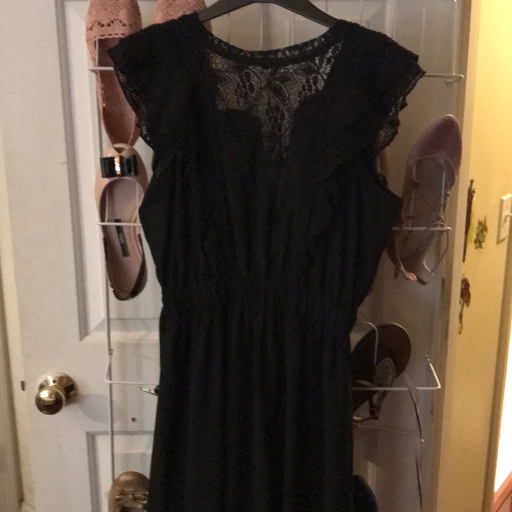New black lace top dress